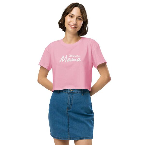 'Merican Mama Women's Crop Top (Bubblegum Pink) - Image 7