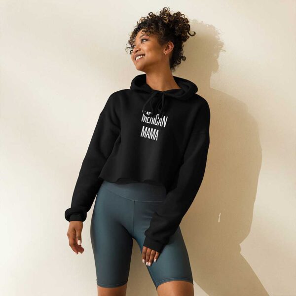 'Merican Mama Cropped Hoodie (Black) - Image 2