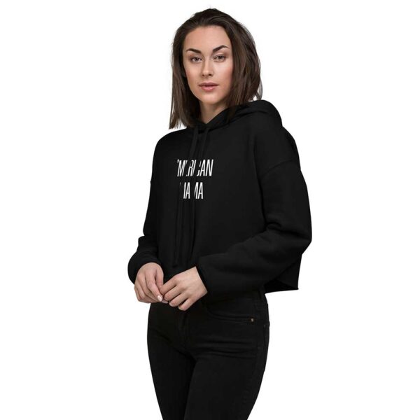 'Merican Mama Cropped Hoodie (Black) - Image 15