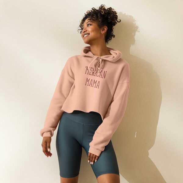 'Merican Mama Cropped Hoodie (Peach) - Image 12