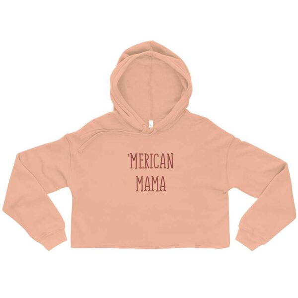 'Merican Mama Cropped Hoodie (Peach) - Image 5
