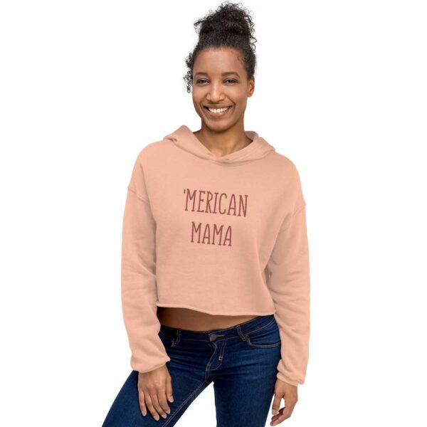 'Merican Mama Cropped Hoodie (Peach) - Image 10