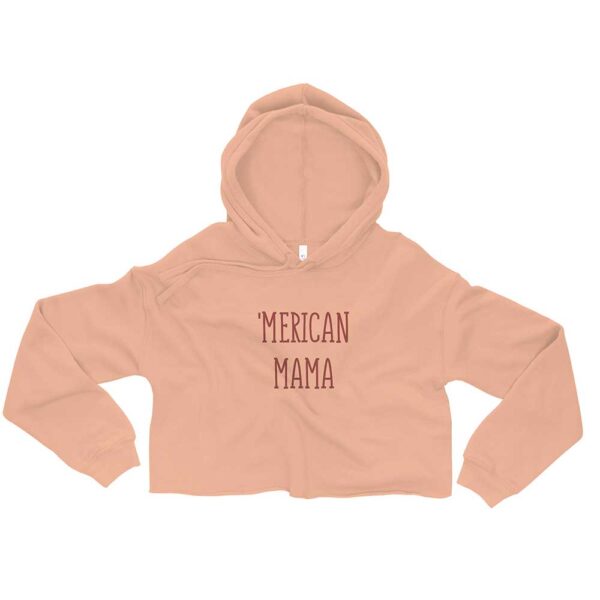 'Merican Mama Cropped Hoodie (Peach) - Image 11