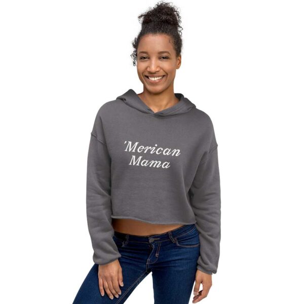 'Merican Mama Cropped Hoodie (Storm) - Image 12
