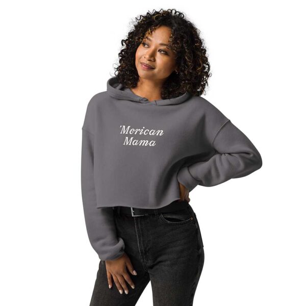 'Merican Mama Cropped Hoodie (Storm) - Image 2