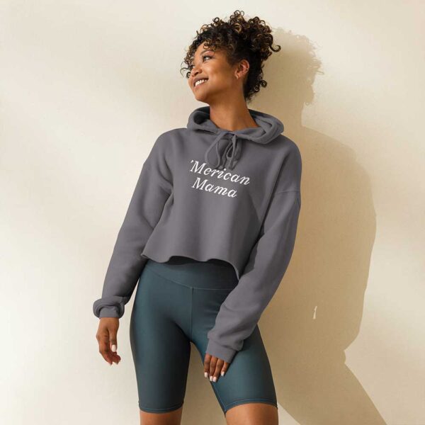 'Merican Mama Cropped Hoodie (Storm) - Image 14