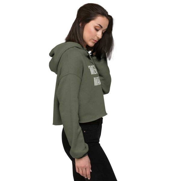 'Merican Mama Cropped Hoodie (Military Green) - Image 18