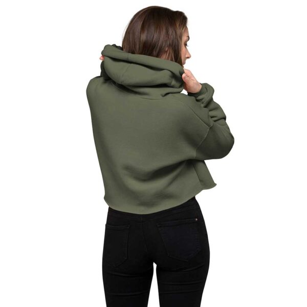 'Merican Mama Cropped Hoodie (Military Green) - Image 2