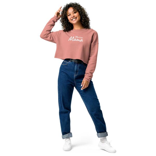 'Merican Mama Cropped Sweatshirt (Mauve) - Image 11