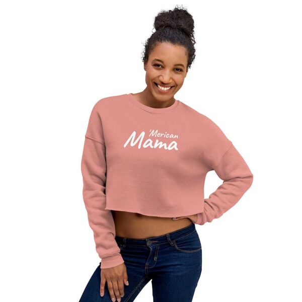 'Merican Mama Cropped Sweatshirt (Mauve) - Image 12