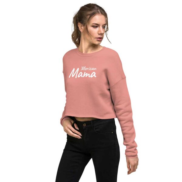 'Merican Mama Cropped Sweatshirt (Mauve) - Image 16