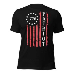 1776 Patriot Flag T-shirt (MADE IN USA, Black)