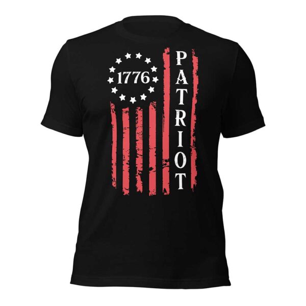 1776 Patriot Flag T-shirt (MADE IN USA, Black)
